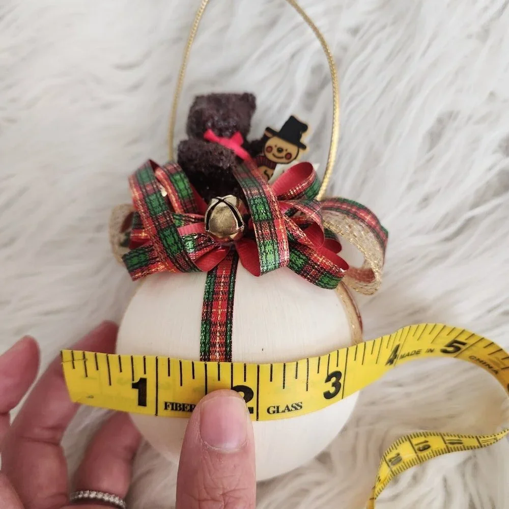 Vintage Christmas Tree Ornament Bear Bell‎ Ribbon